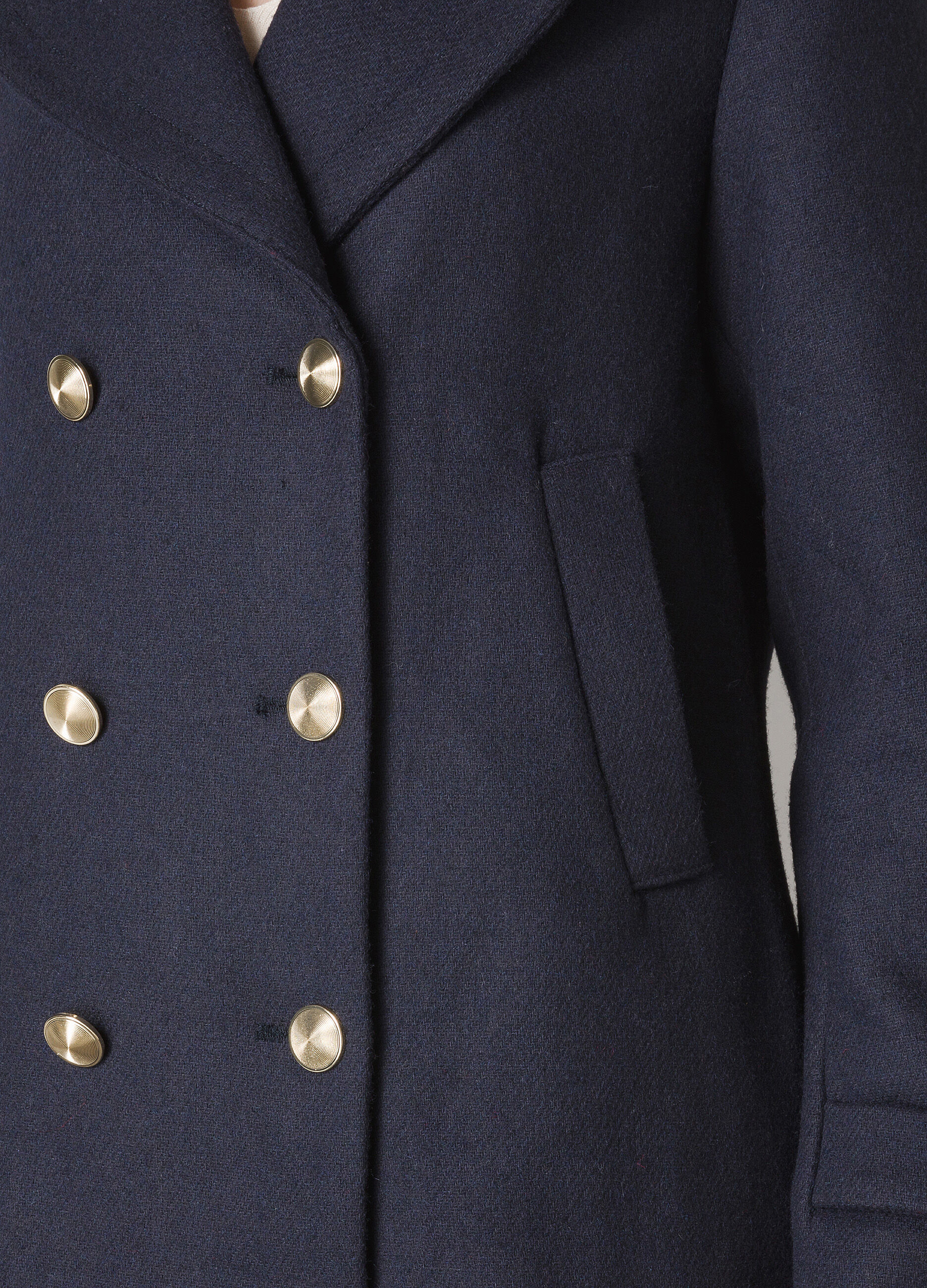 Wool-blend double-breasted coat