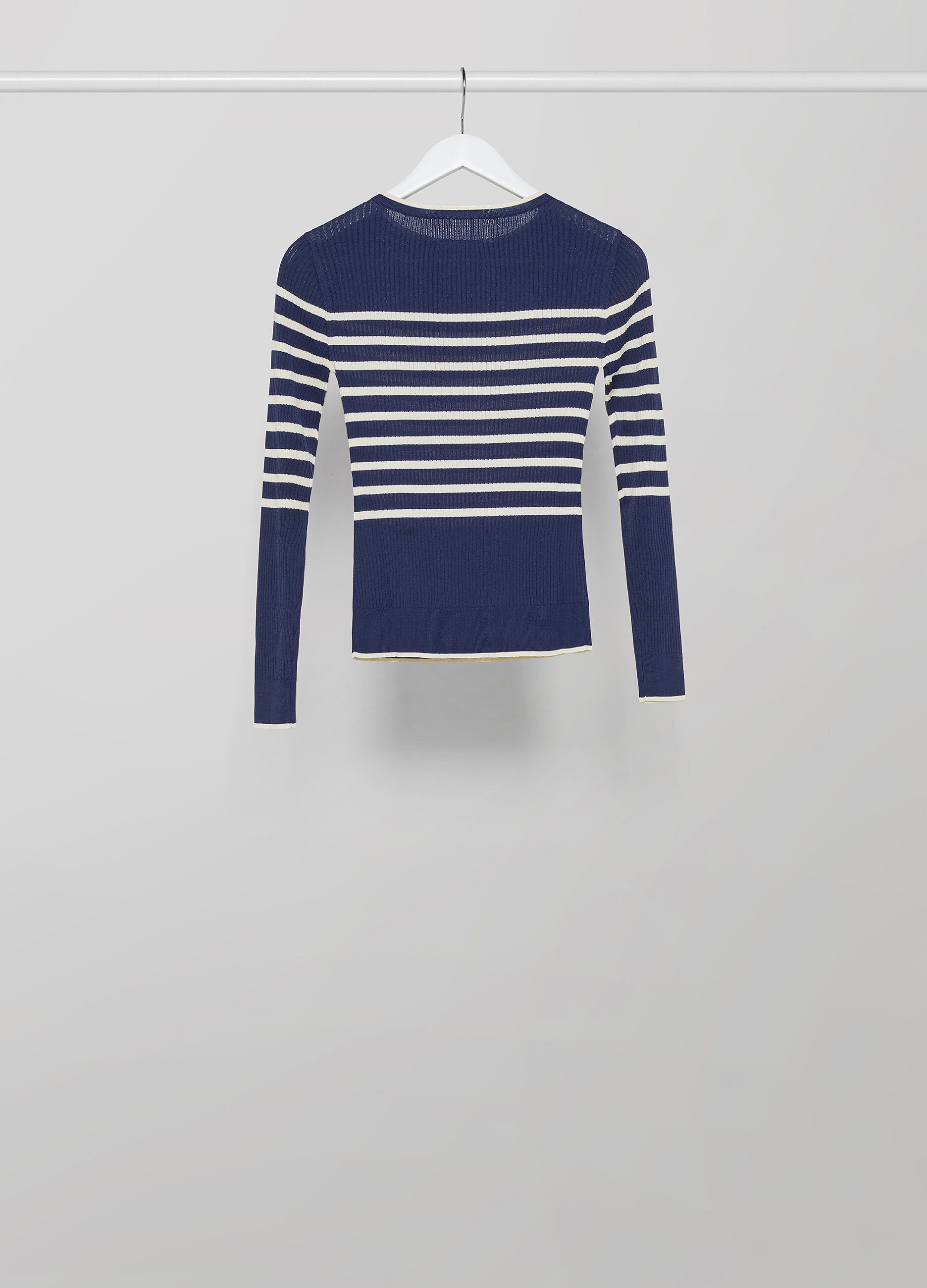 Striped ribbed tricot with buttons