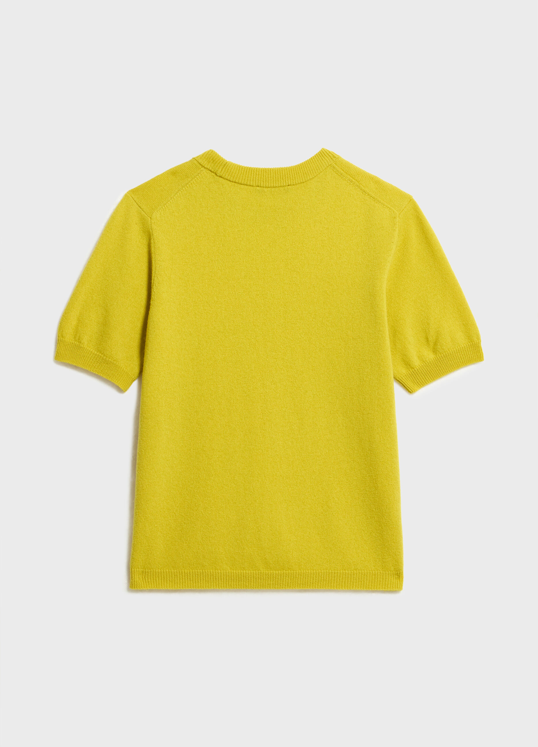 Knitted top with puff sleeves