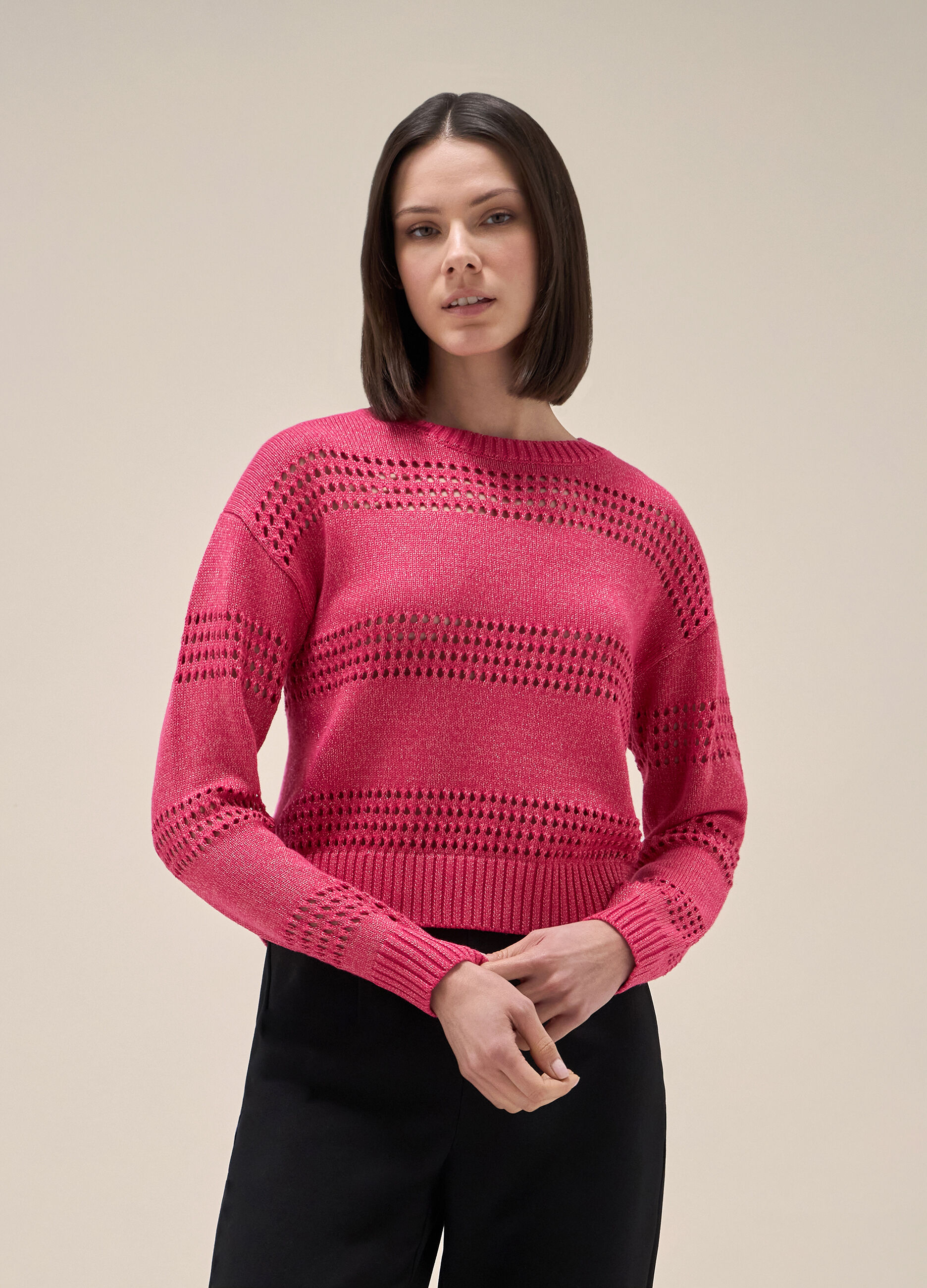 Knitted sweater in silk and cotton_1