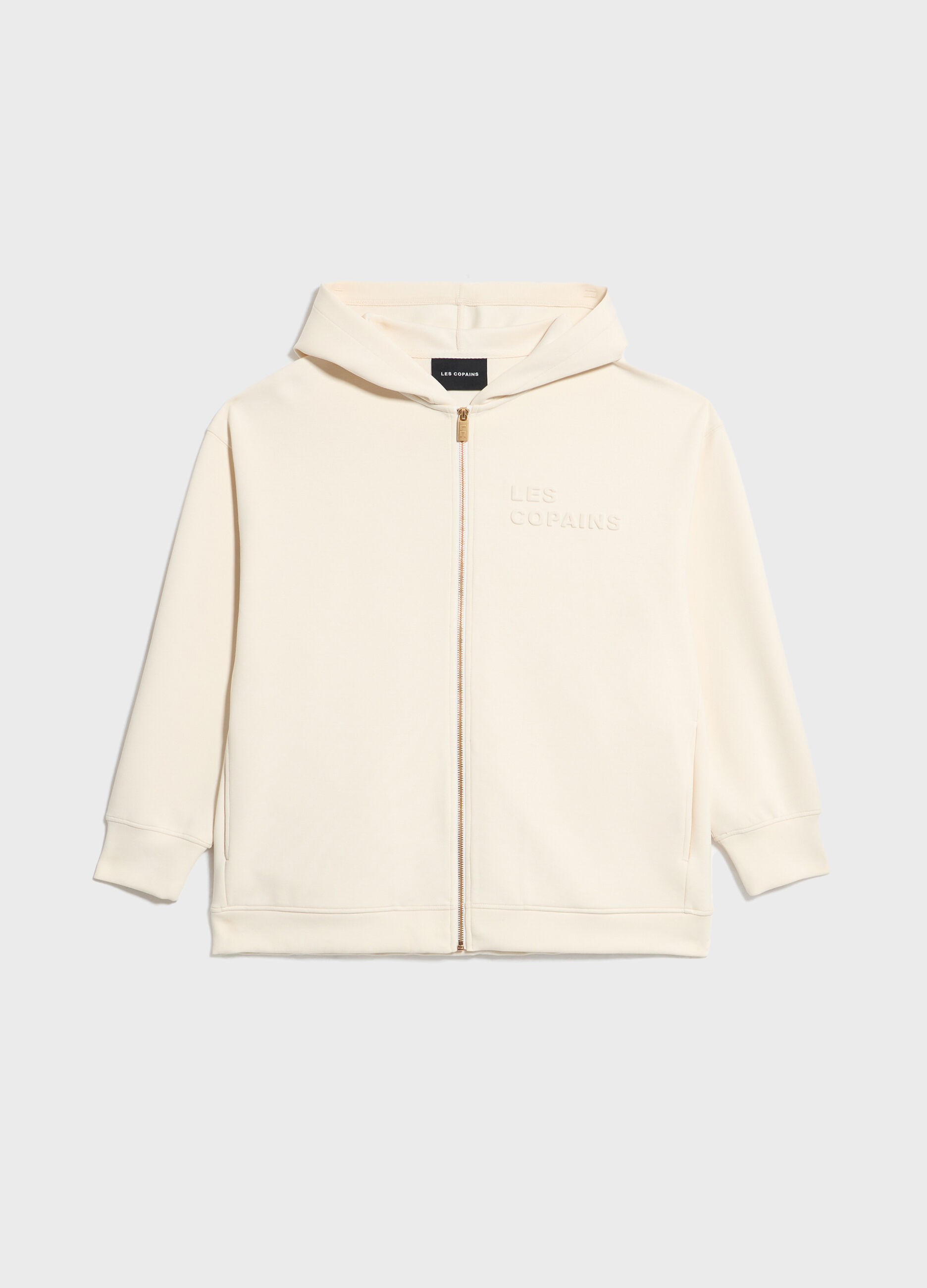 Sweatshirt with hood and zip fastening