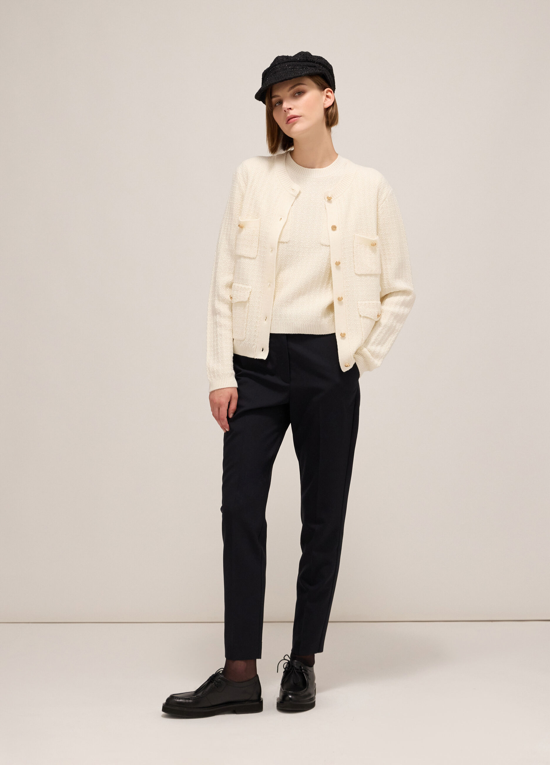 Bouclé-effect knitted top