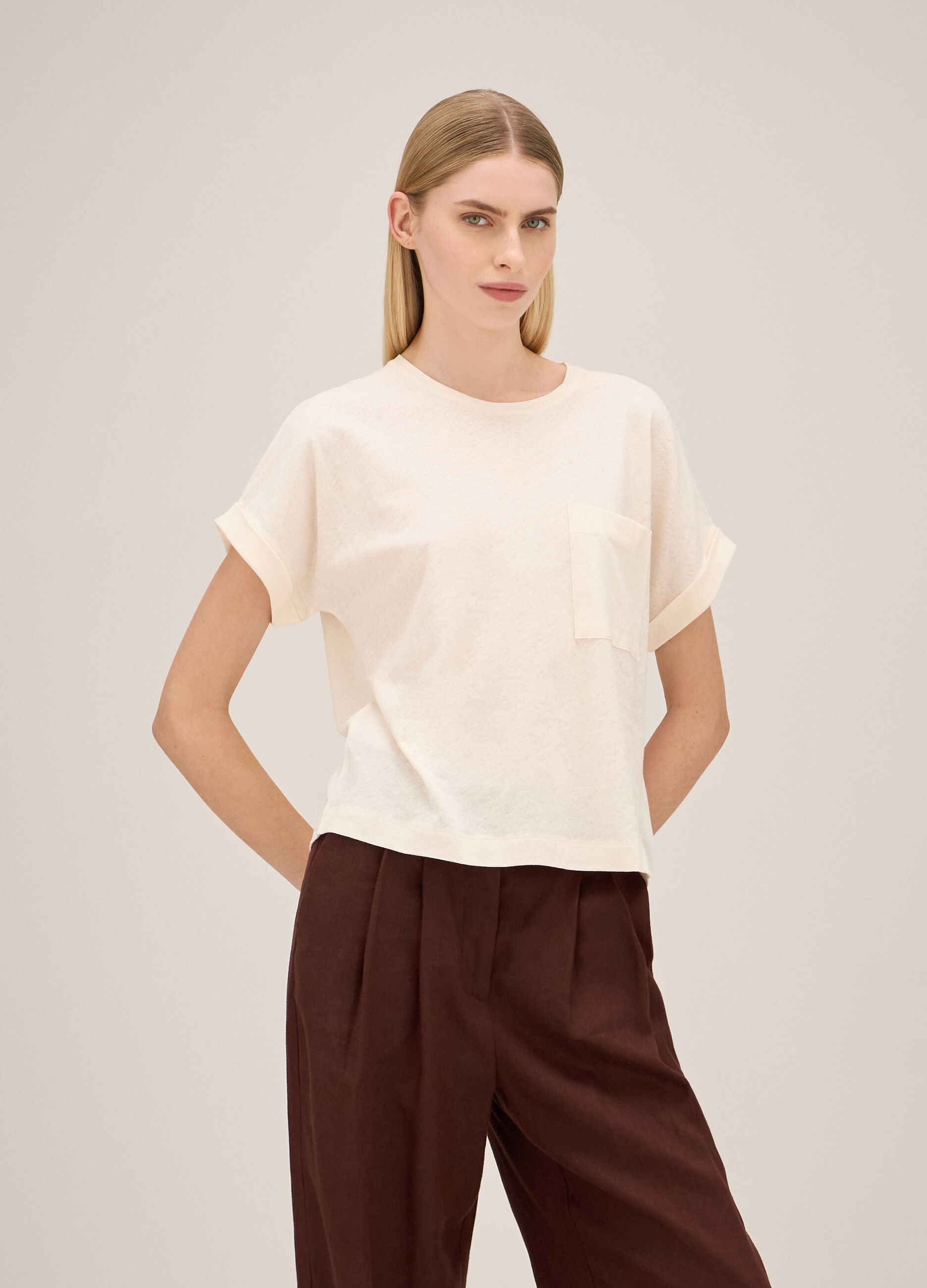 T-shirt in linen and cotton_1
