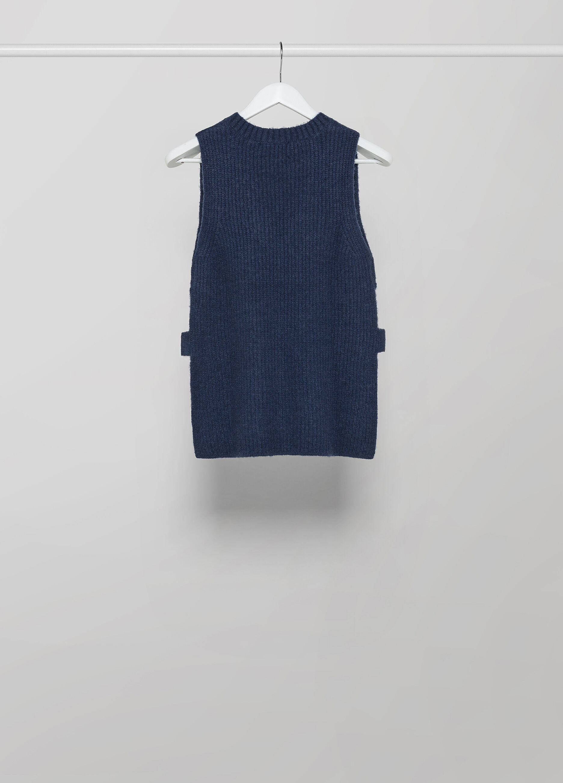 Wool-blend tricot waistcoat with side slits