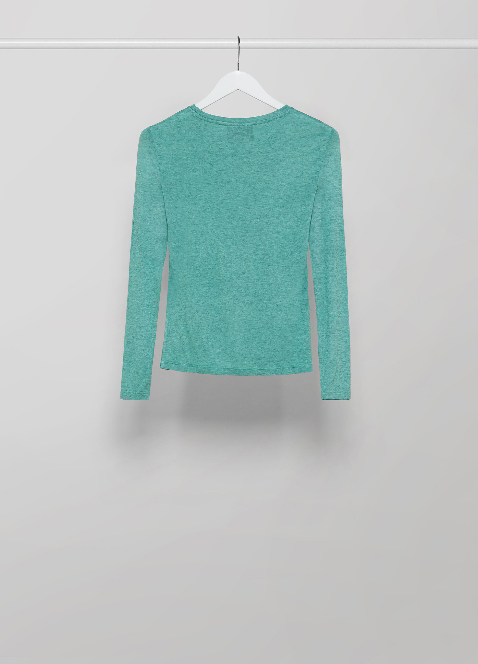 Green wool blend long sleeve T-shirt