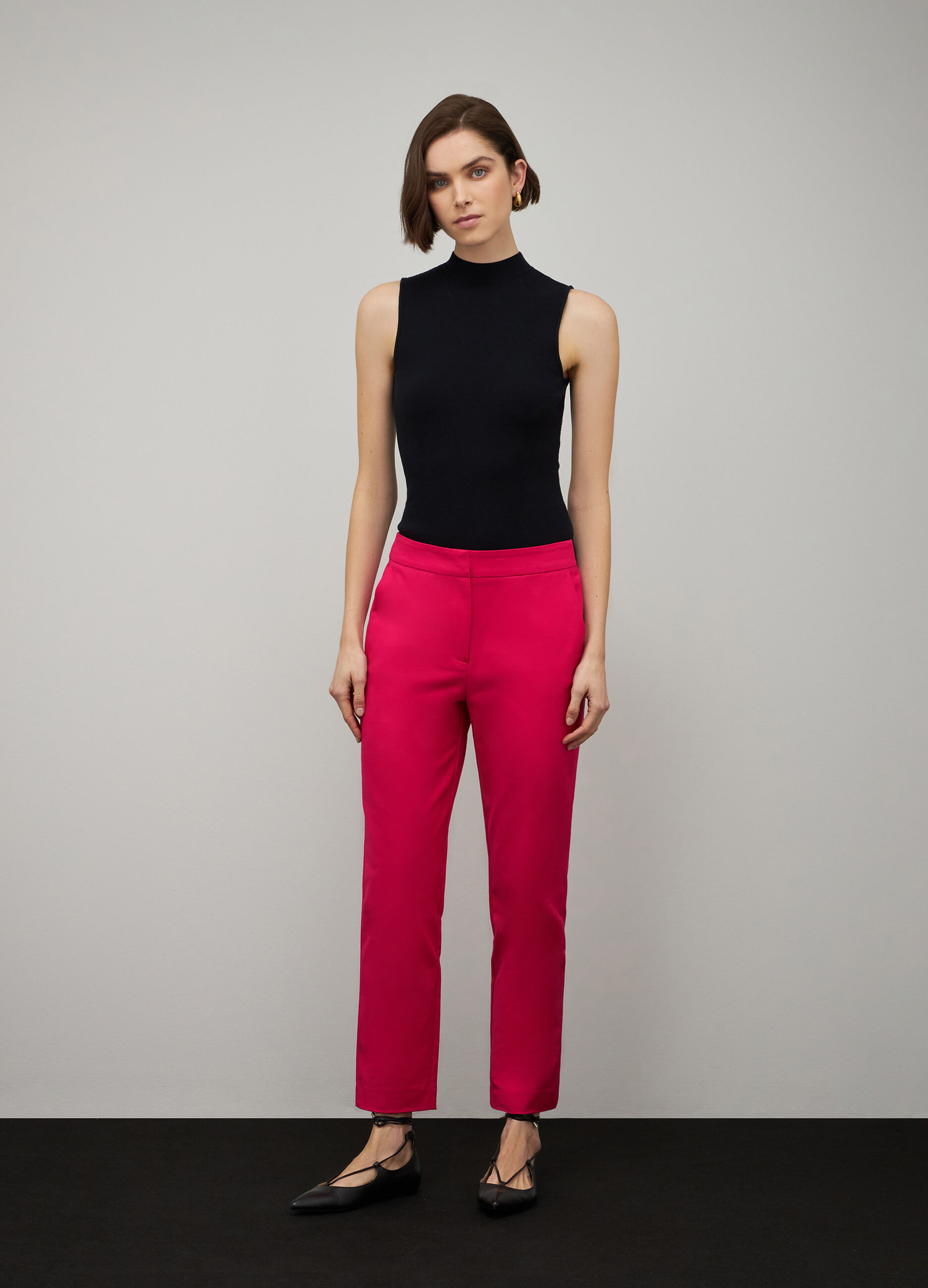Pink cigarette trousers with elastic_0