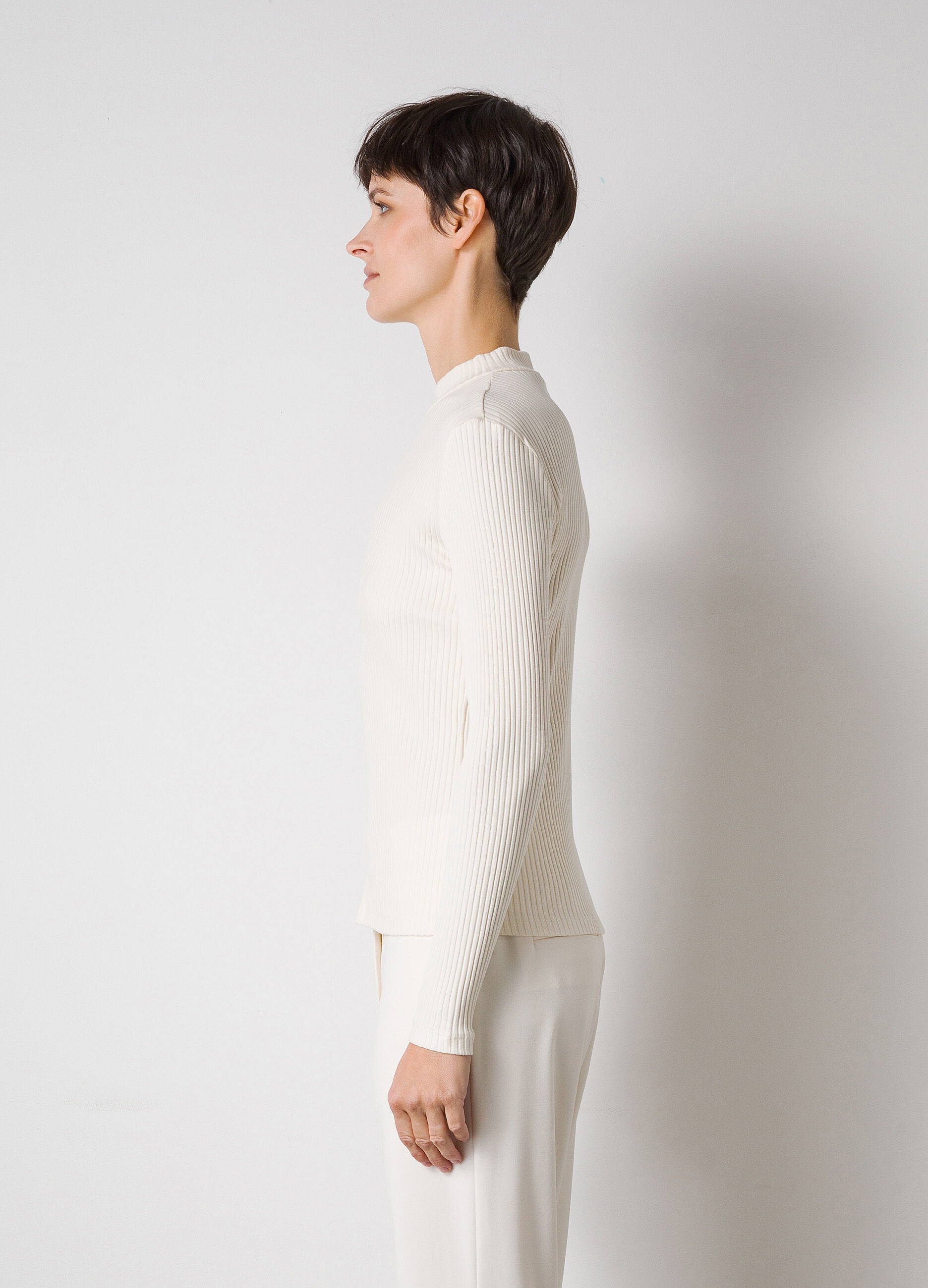 White silk blend tricot top