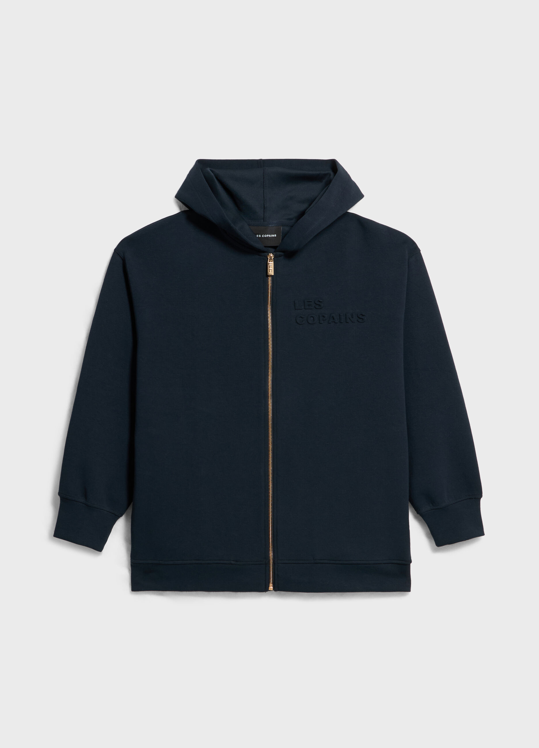 Sweatshirt with hood and zip fastening