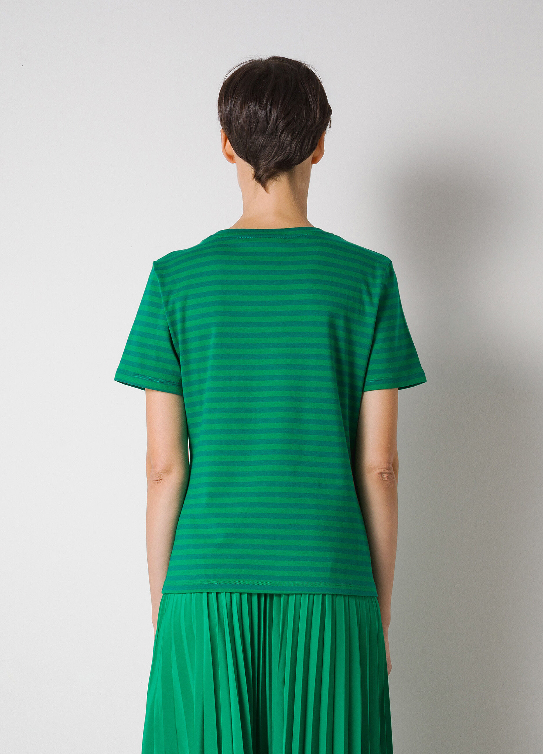 T-shirt rayé vert 100 % coton_1