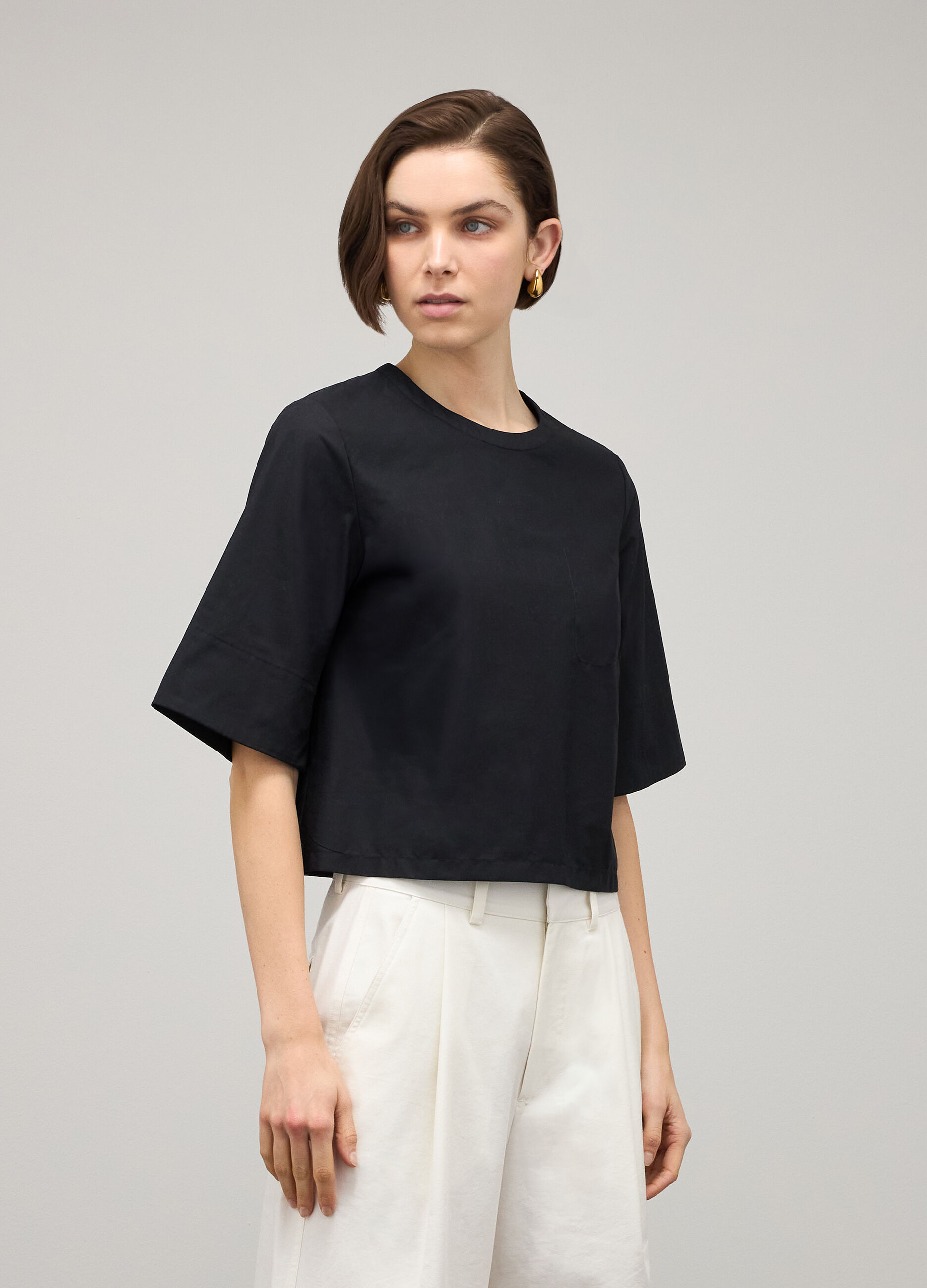 Cotton blouse with three-quarter sleeves_1