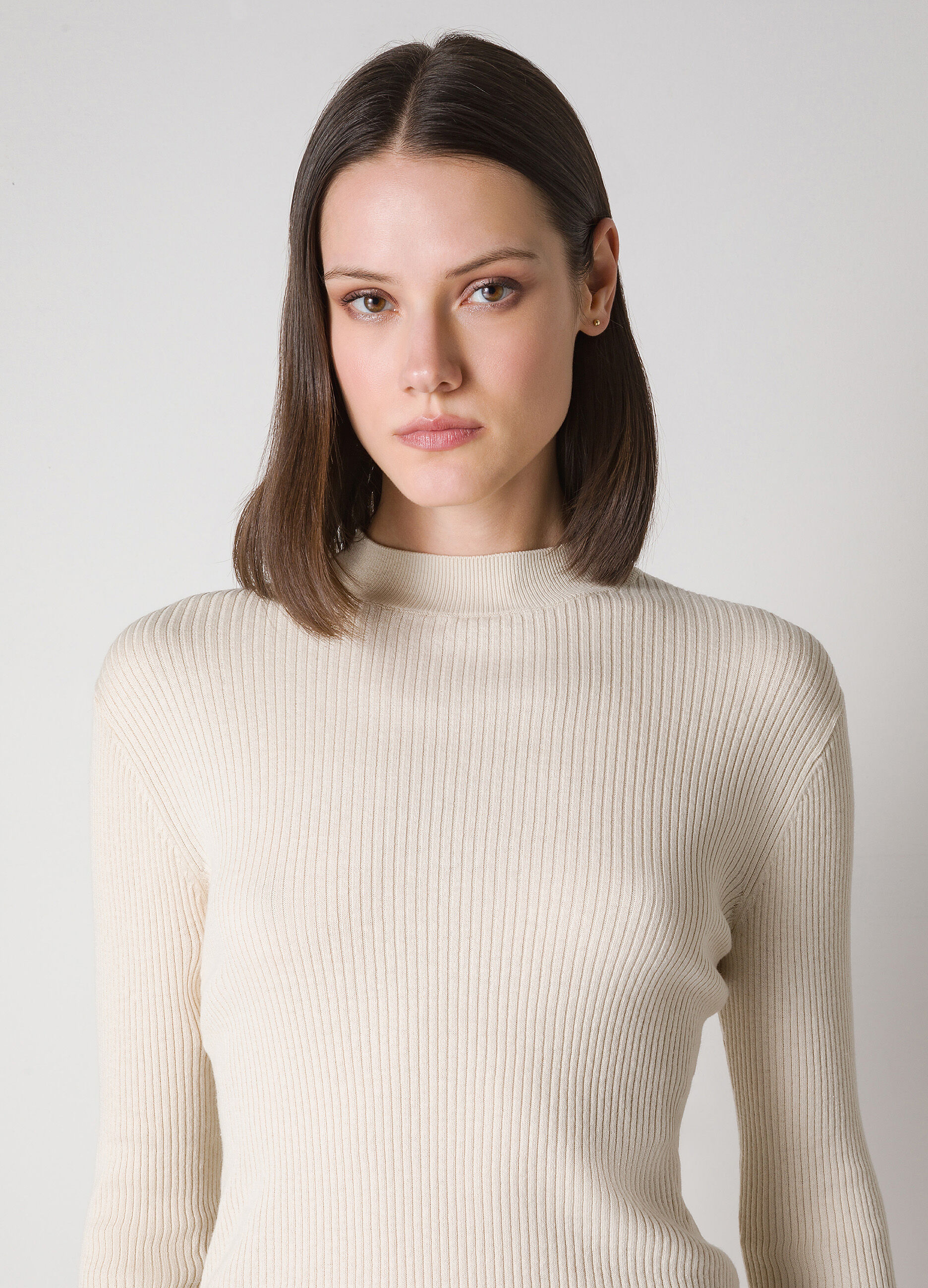Long-sleeved T-shirt in ribbed cotton
